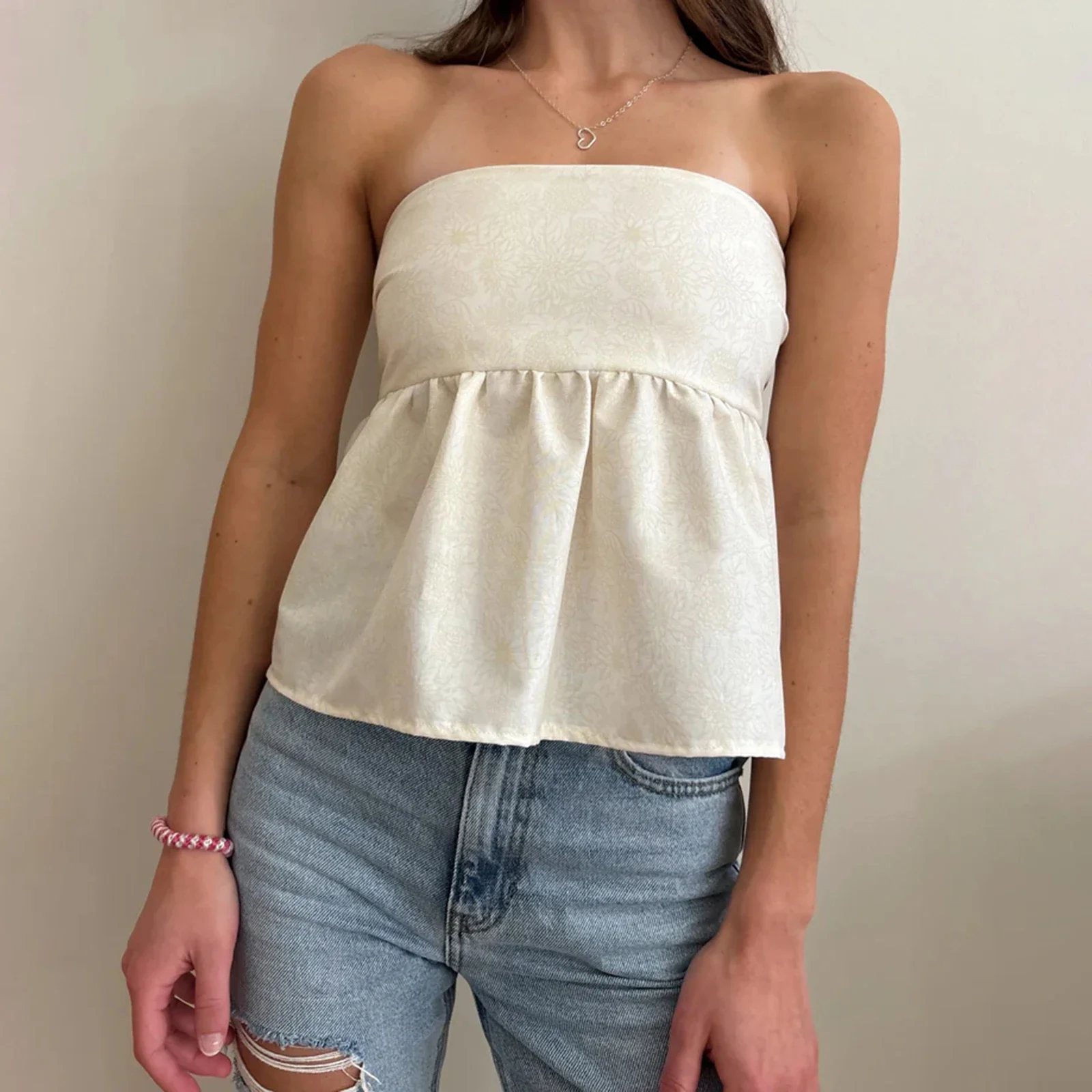 Floral Tie Backless Crop Top - Image 4
