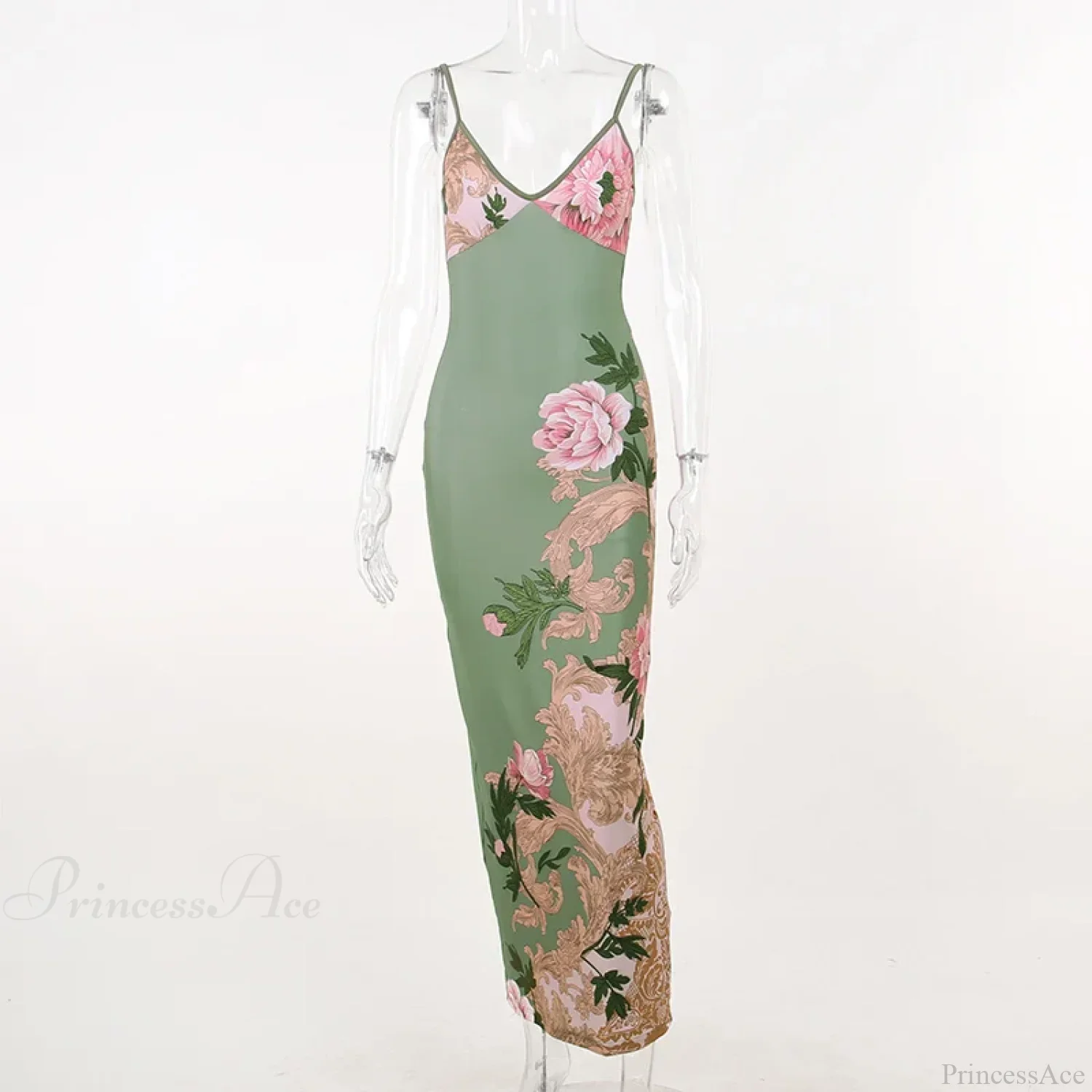 Floral V-neck Slim Maxi Floral Dress - Image 5