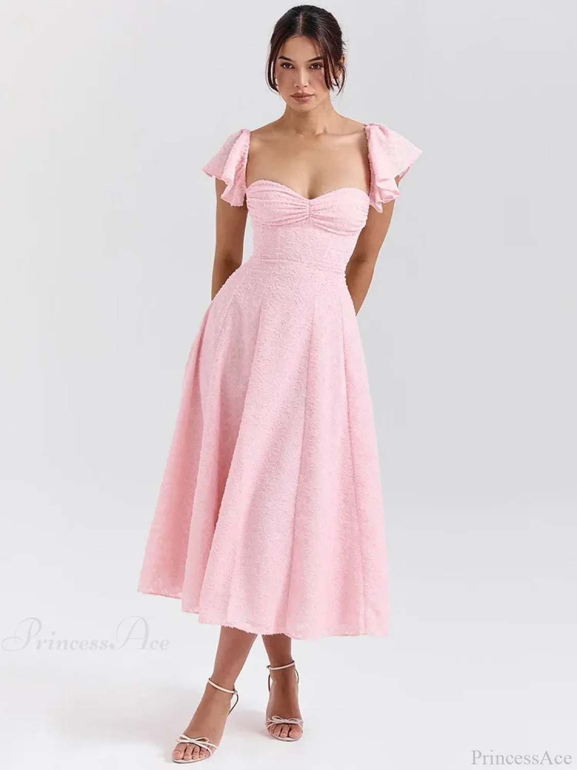 Floral Waist Wrap A-line Vacation Dress - Image 3