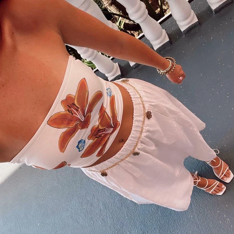 Floral Wrap Bandeau Crop Top - Image 4