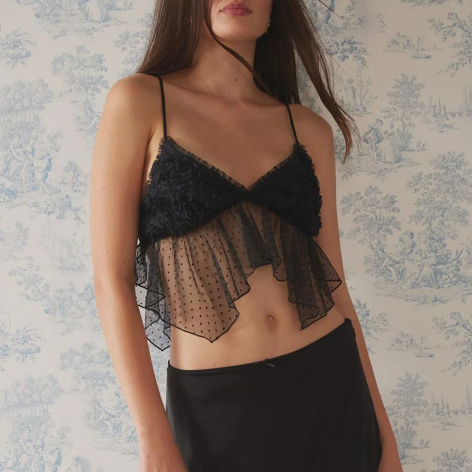 Flower Dots Patchwork Crop Top - Image 5