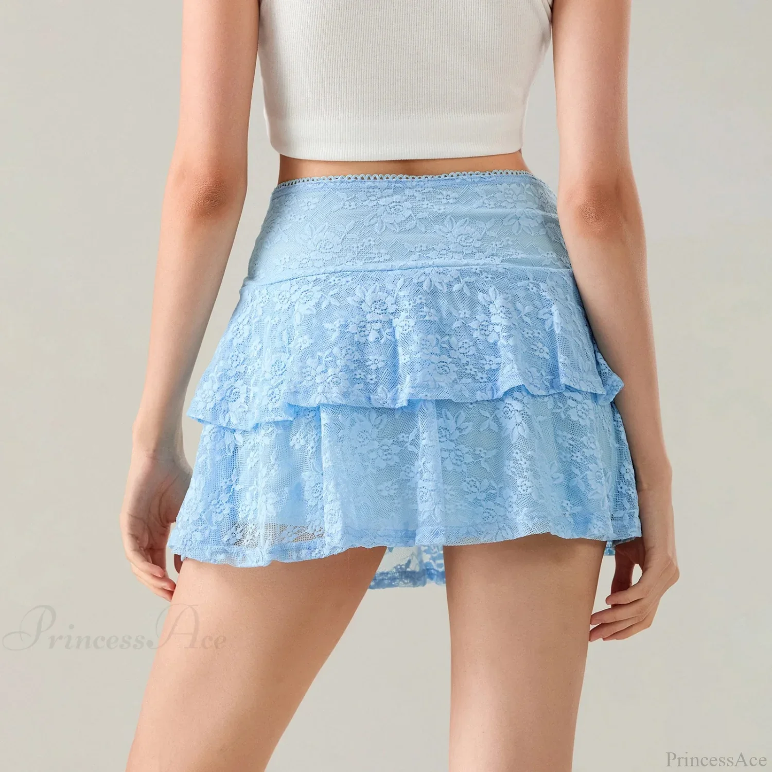 Flower Lace Layered Ruffle Skirt - Image 2