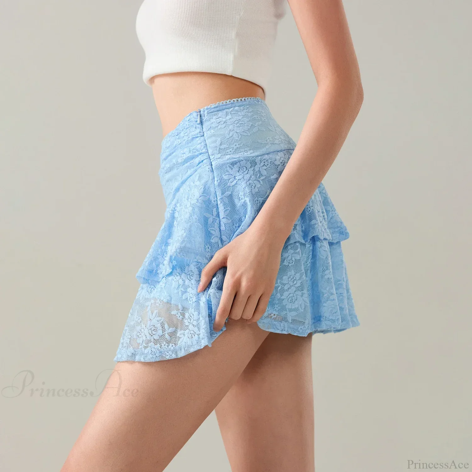 Flower Lace Layered Ruffle Skirt - Image 4