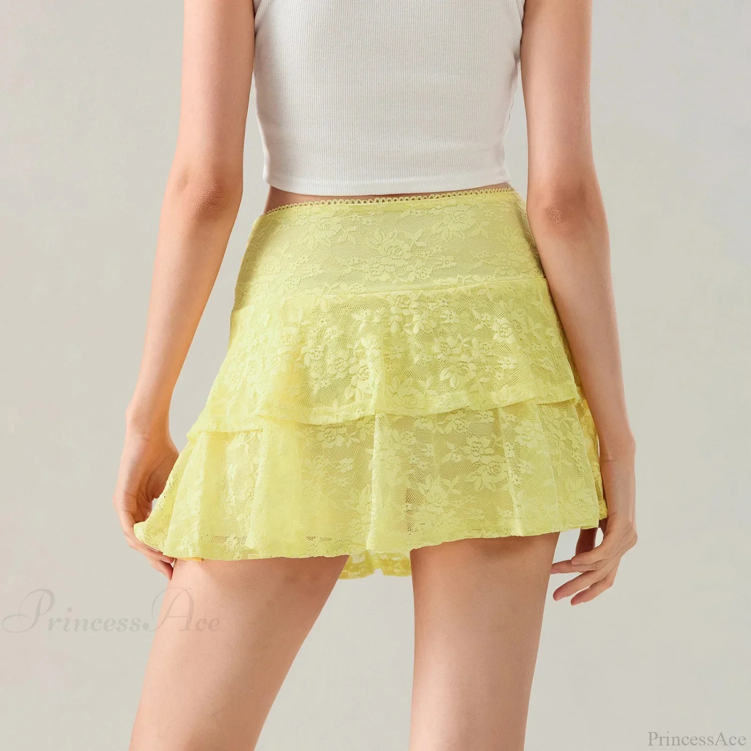 Flower Lace Layered Ruffle Skirt - Image 6
