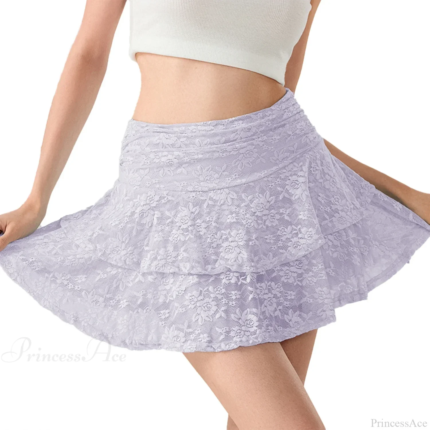 Flower Lace Layered Ruffle Skirt - Image 8