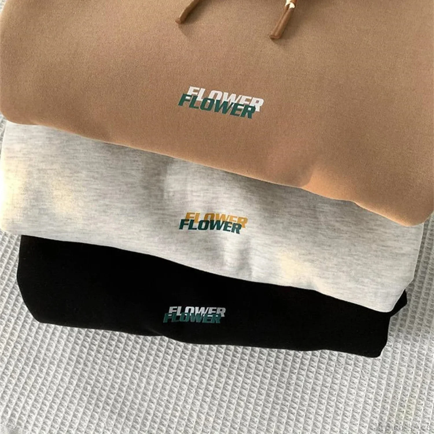 FLOWER Letter Print Y2K Fleece Hoodie - Image 4
