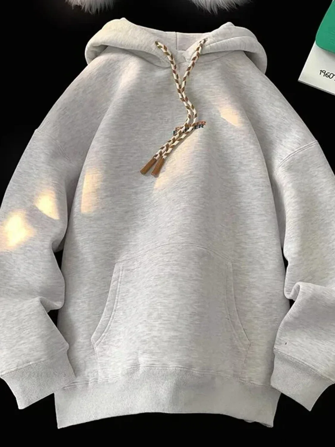 FLOWER Letter Print Y2K Fleece Hoodie - Image 8