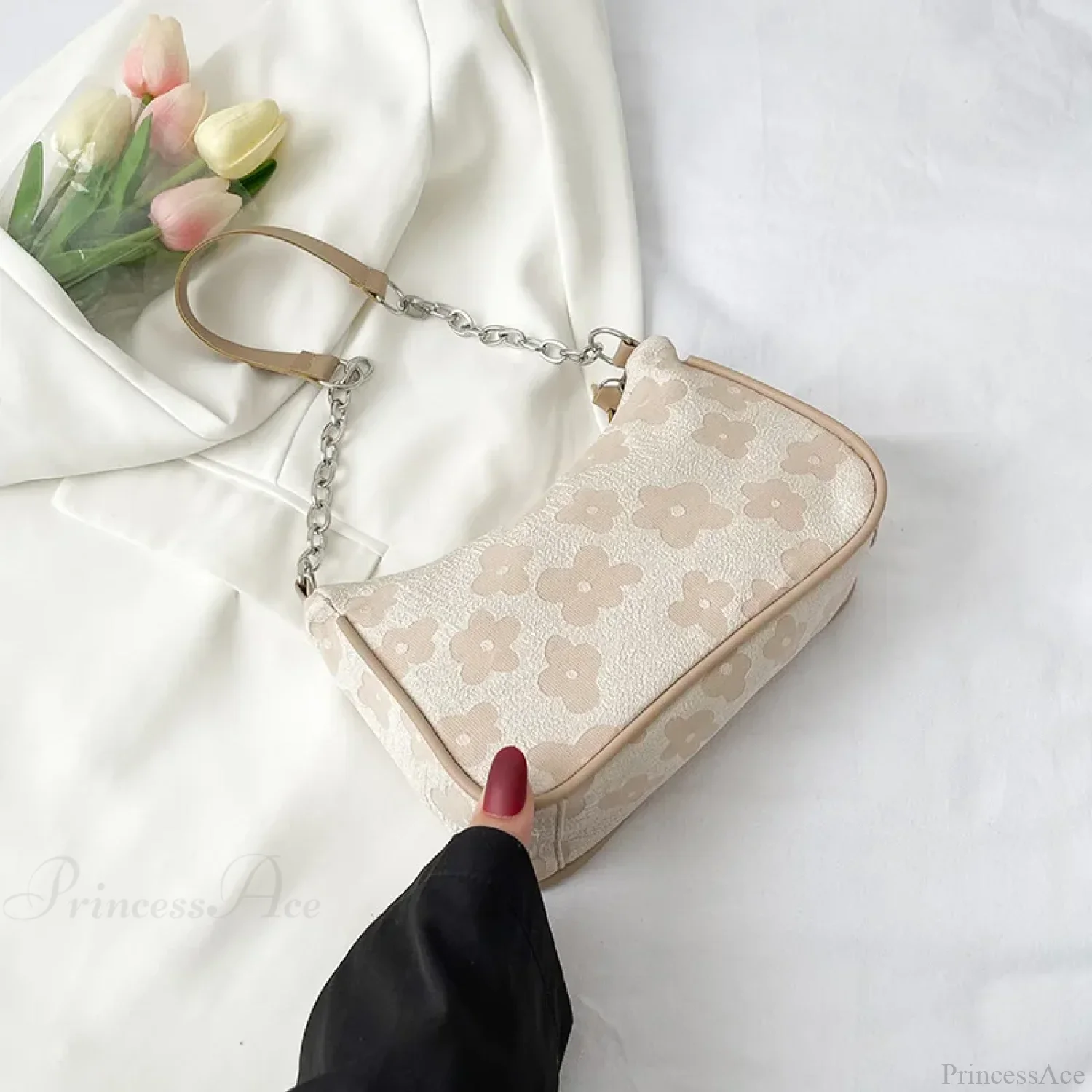 Flower Pattern Handle Underarm Shoulder Bag - Image 6