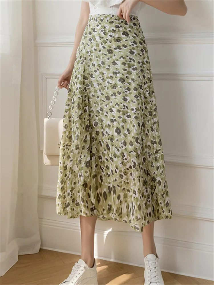 Flower Print A-Line Bohemia Vintage Skirt Summer Spring - Image 10
