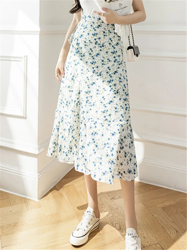 Flower Print A-Line Bohemia Vintage Skirt Summer Spring - Image 13