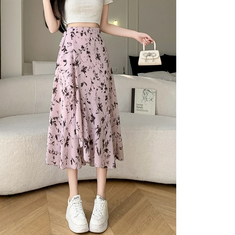 Flower Print A-Line Bohemia Vintage Skirt Summer Spring - Image 14