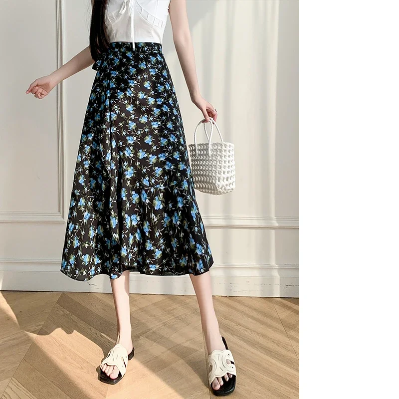 Flower Print A-Line Bohemia Vintage Skirt Summer Spring - Image 24