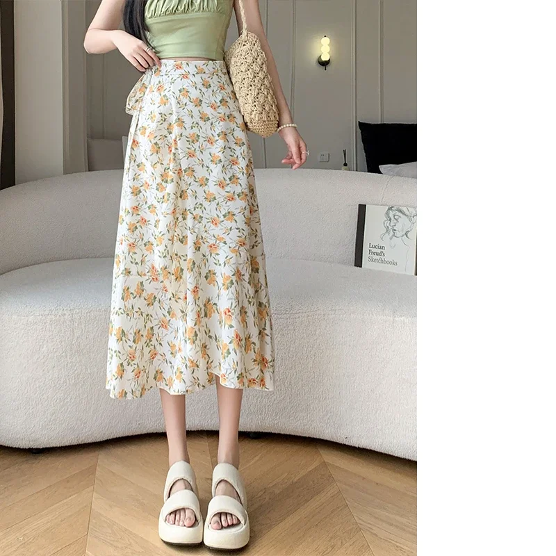 Flower Print A-Line Bohemia Vintage Skirt Summer Spring - Image 25