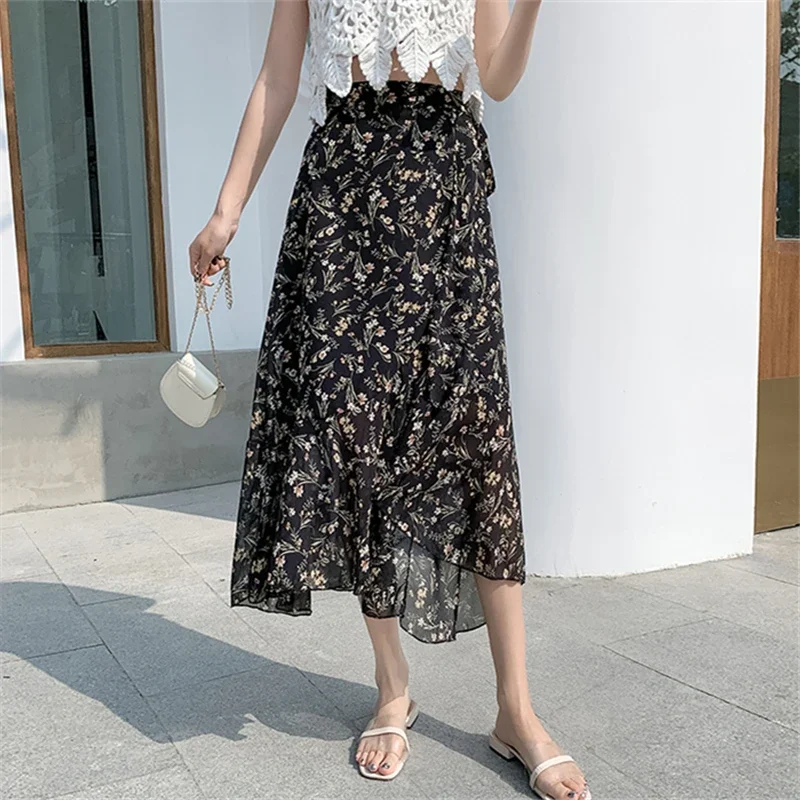 Flower Print A-Line Bohemia Vintage Skirt Summer Spring - Image 35