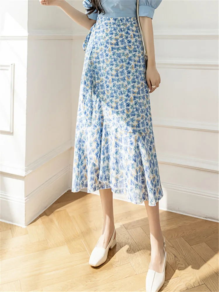 Flower Print A-Line Bohemia Vintage Skirt Summer Spring - Image 4