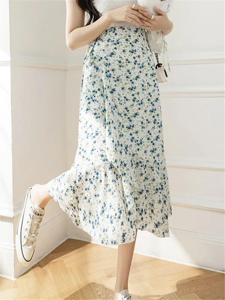 Flower Print A-Line Bohemia Vintage Skirt Summer Spring - Image 5