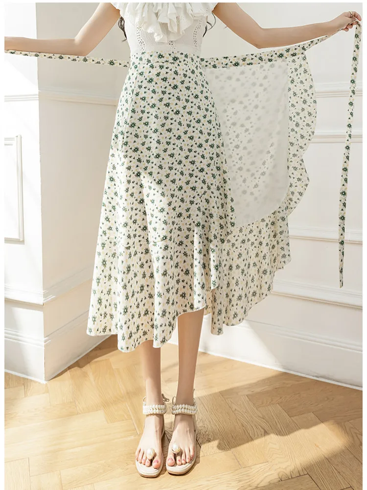 Flower Print A-Line Bohemia Vintage Skirt Summer Spring - Image 6