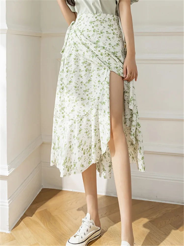 Flower Print A-Line Bohemia Vintage Skirt Summer Spring - Image 7