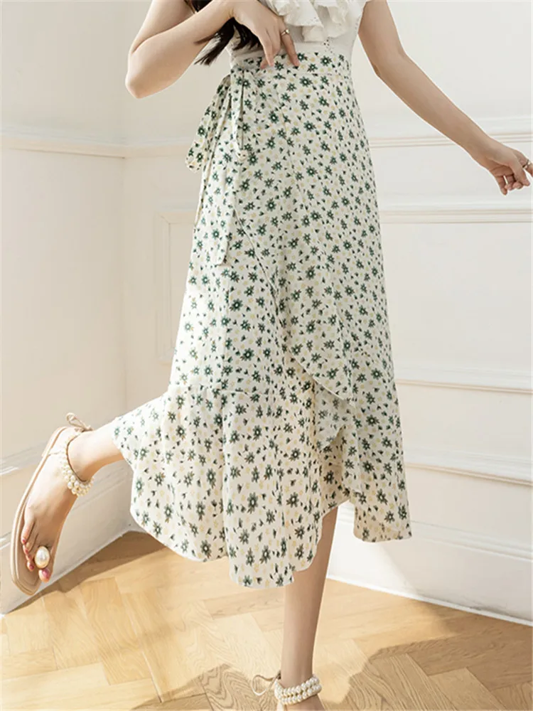 Flower Print A-Line Bohemia Vintage Skirt Summer Spring - Image 9