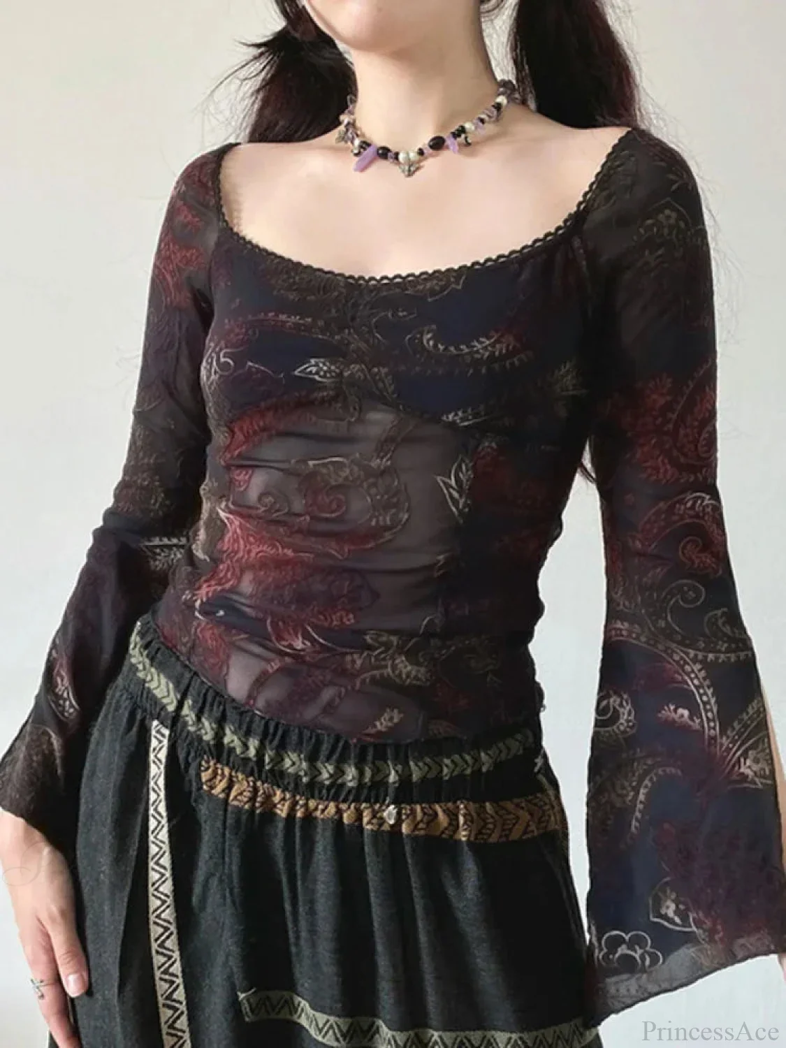 Flower Square Collar Knitted Top - Image 6