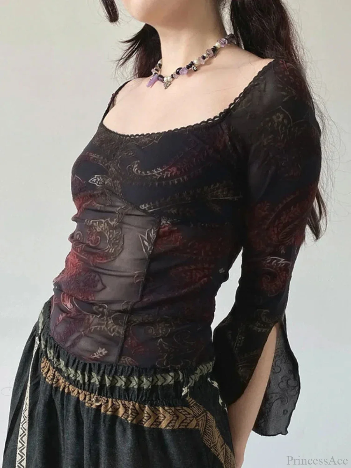 Flower Square Collar Knitted Top - Image 8
