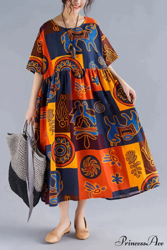 Flowered Gown Full-Length Cotton Bohemian in Fabric - Image 5