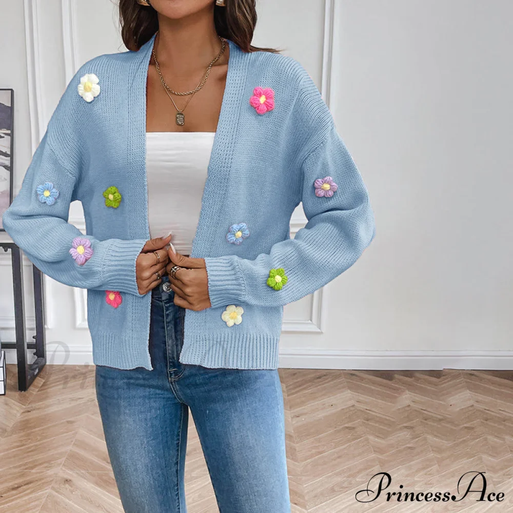 Flowered Knitted Cardigan