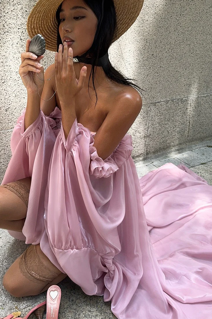 Flowy Tulip Asymmetrical Hem Bandeau Mini Dress - Image 6