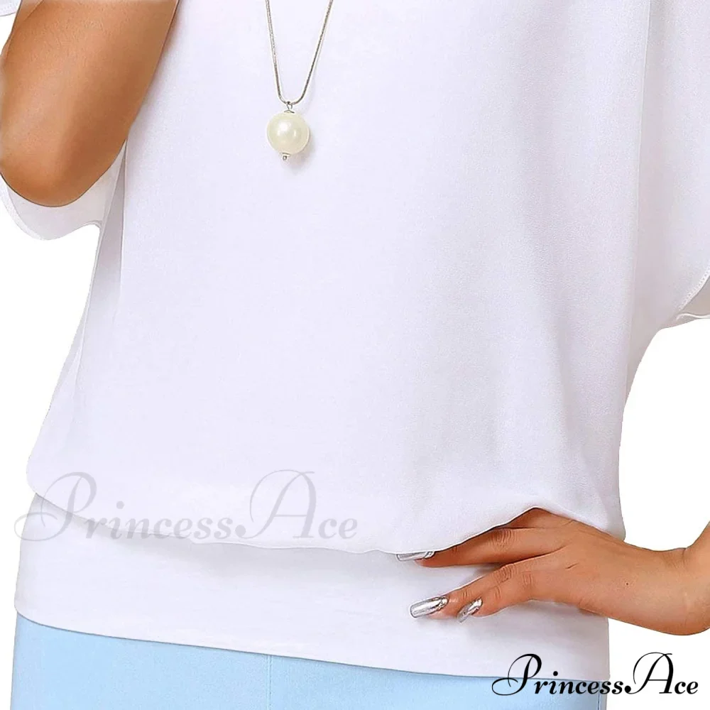 for Chiffon Blouse Casual T-Shirt Top Brief Arm Women - Image 6