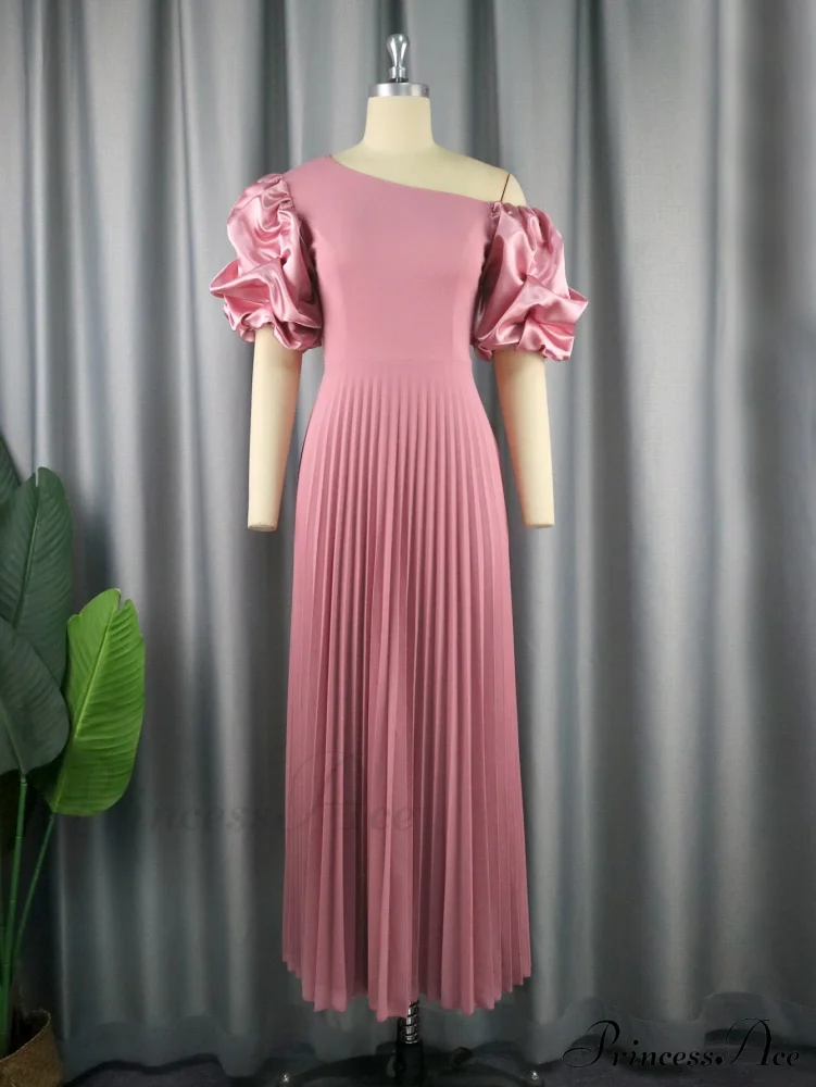 for Pink Gown Full-Length Arm Shoulder Evening Cold Ruched Women - Image 2