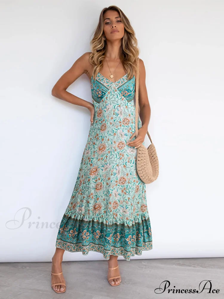 for Suspender Gown Flowered Bohemian Women - Image 6
