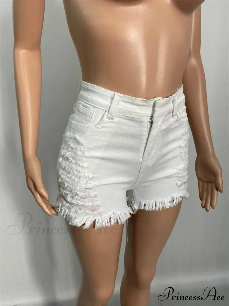 for Warm-Season Waist High Denim Hole Pants Out Ripped Hollow Shorts Women - Image 5