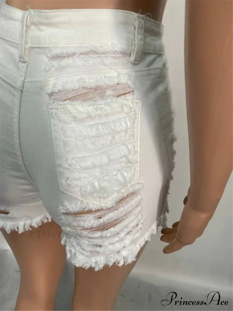 for Warm-Season Waist High Denim Hole Pants Out Ripped Hollow Shorts Women - Image 6