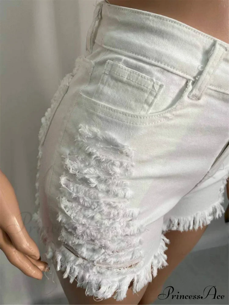 for Warm-Season Waist High Denim Hole Pants Out Ripped Hollow Shorts Women - Image 7