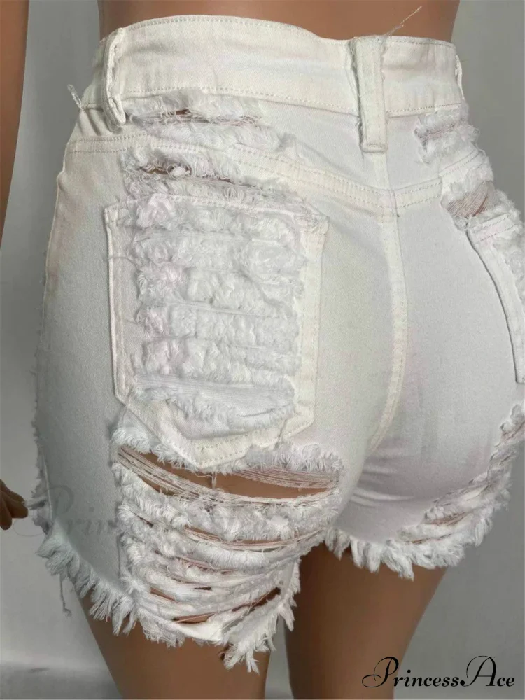 for Warm-Season Waist High Denim Hole Pants Out Ripped Hollow Shorts Women - Image 8