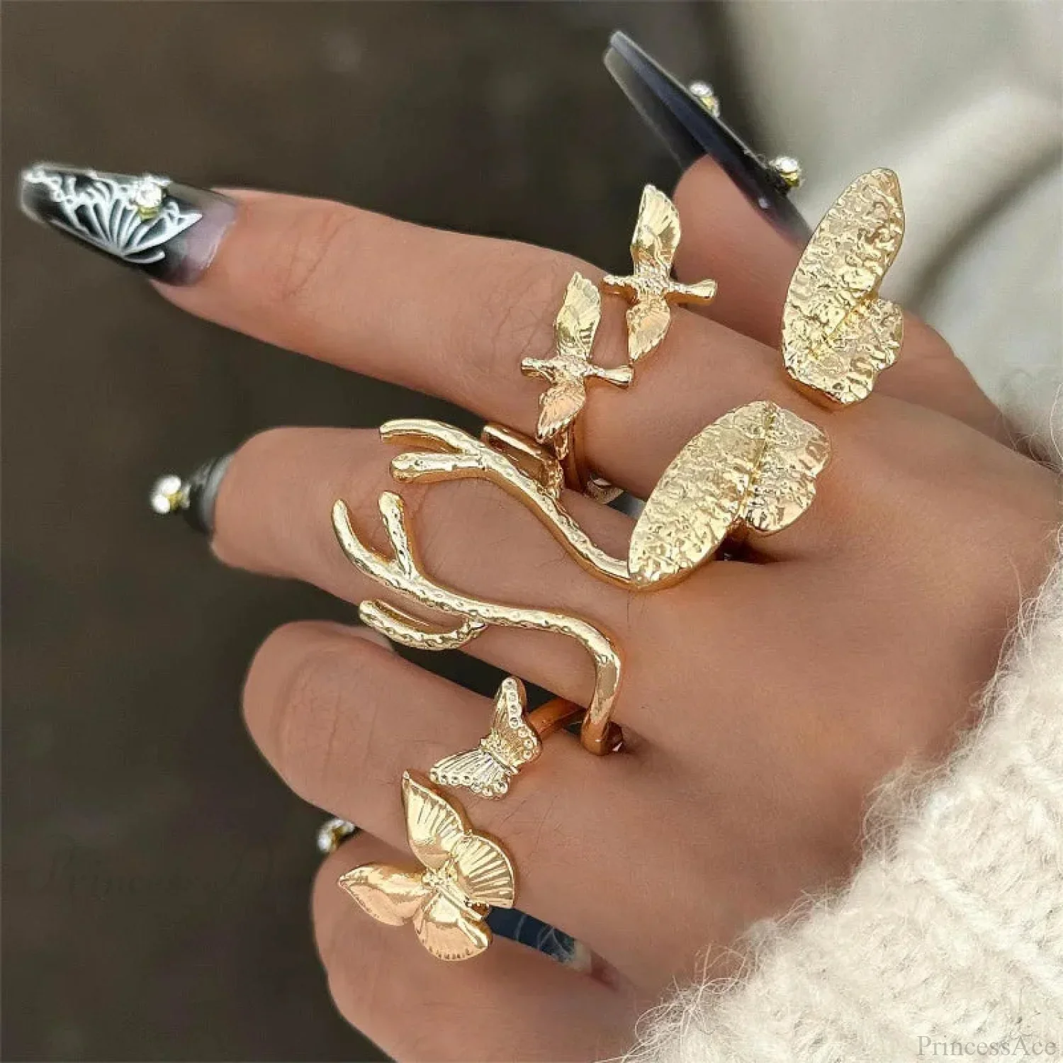 Four Piece Gothic Butterfly Ring - Image 4