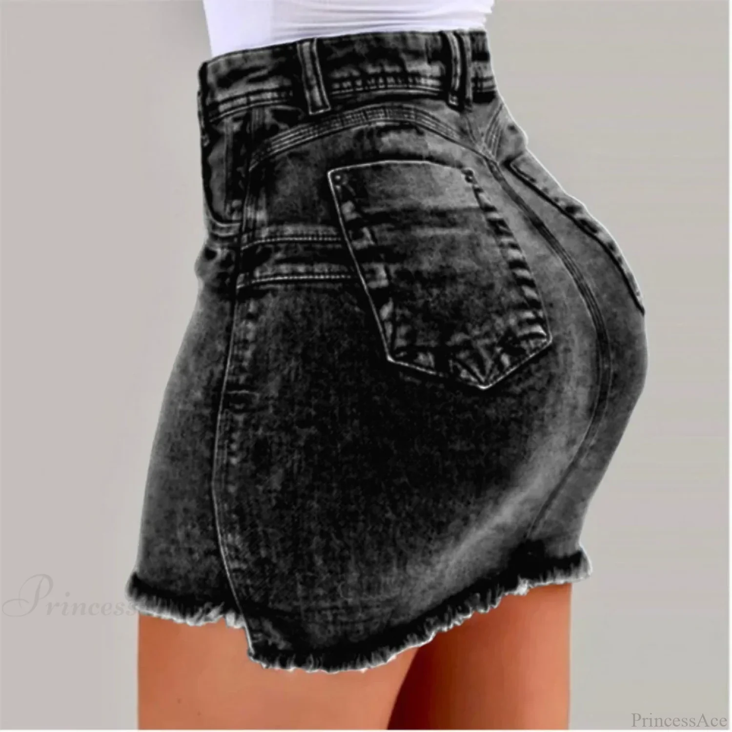 Frayed Hem Holiday Denim Skirt - Image 3