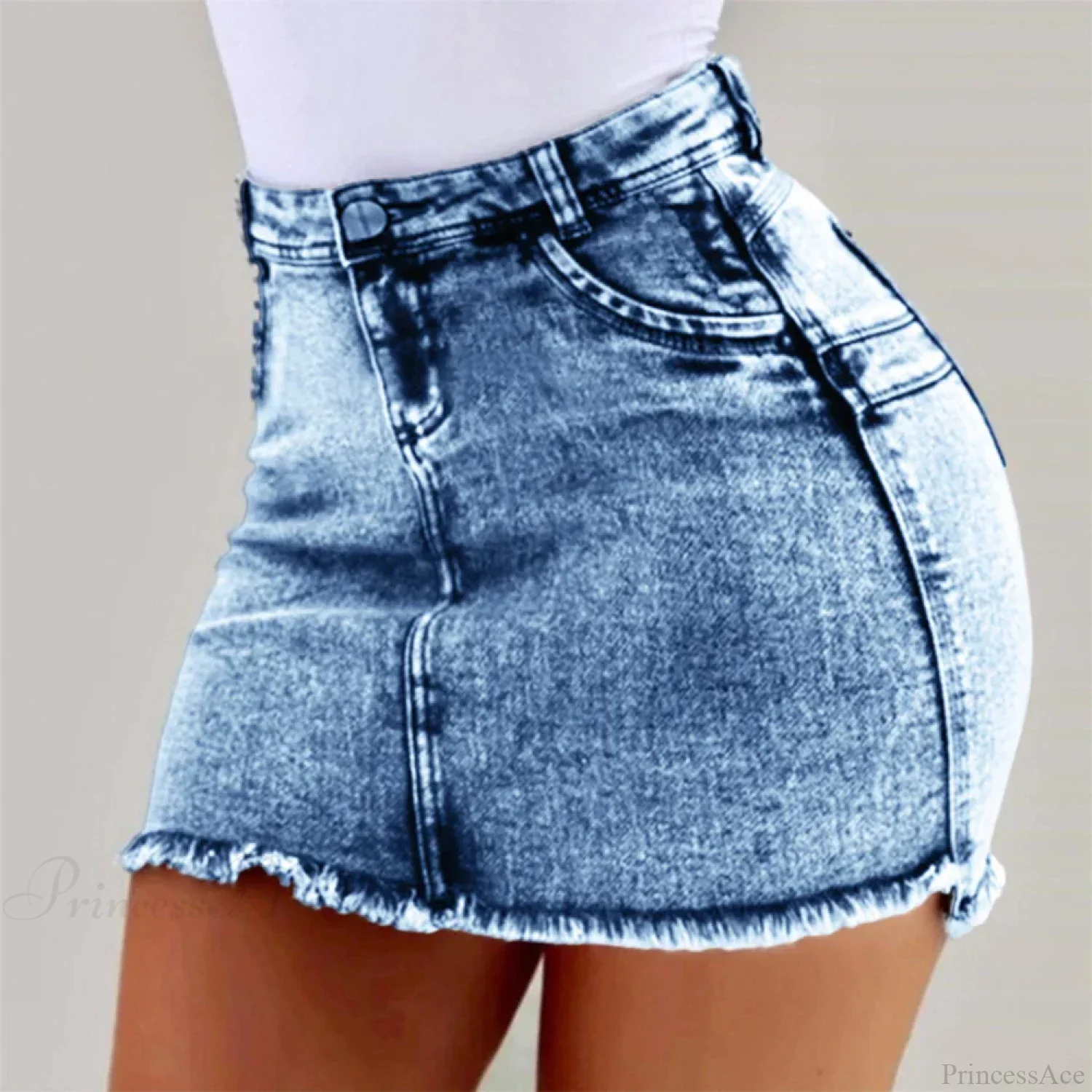 Frayed Hem Holiday Denim Skirt - Image 5