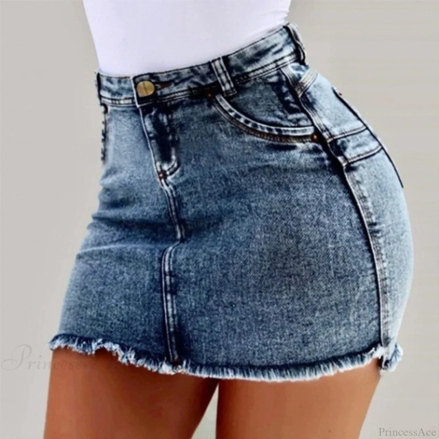 Frayed Hem Holiday Denim Skirt - Image 6