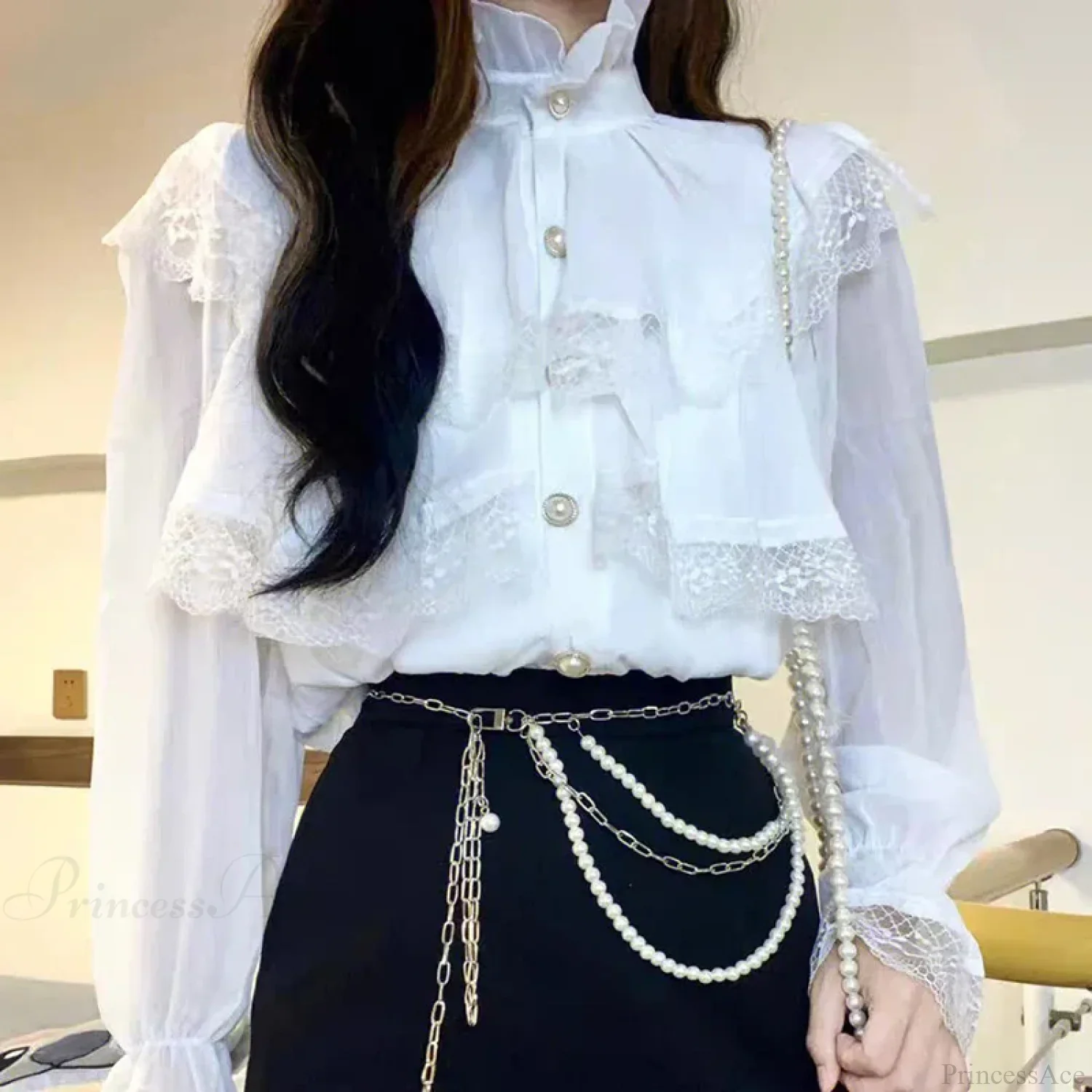 French Lace Lolita Elegant Long Sleeve Blouse - Image 2