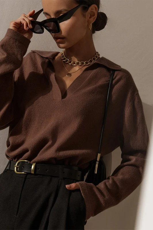 French-Style Lapel Knit Sweater - Image 2