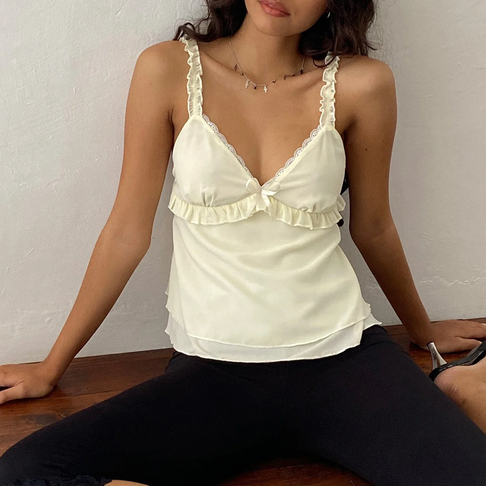 Frill Ruffle Square Crop Top - Image 2