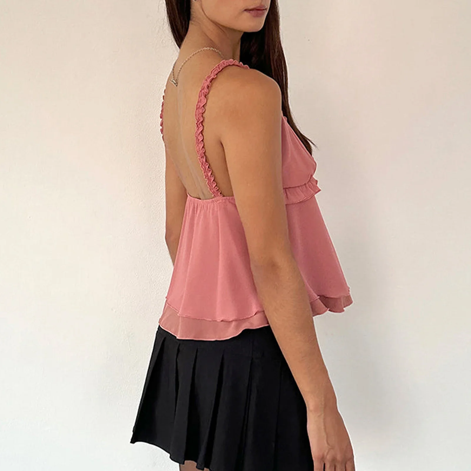 Frill Ruffle Square Crop Top - Image 4