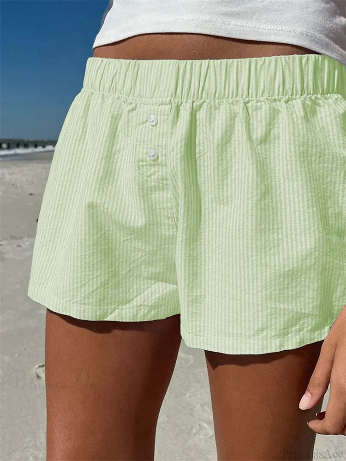 Front Button Plaid Lounge Short - Image 4
