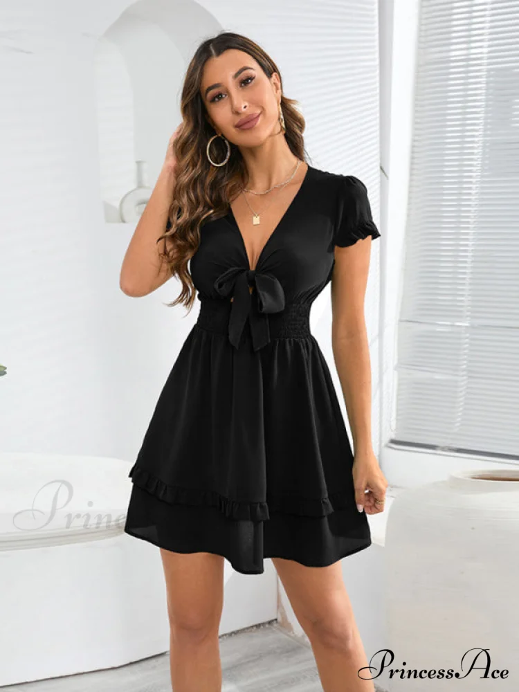 Front Color Mini Crepe Tie for Solid Gown Women - Image 6