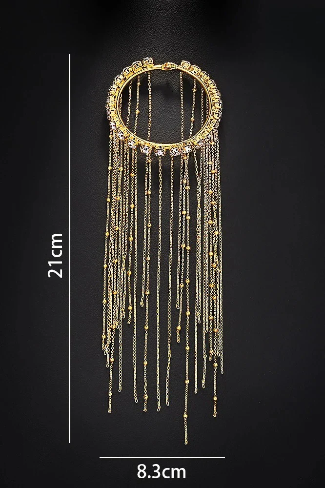 Full Rhinestone Copper Bead Tassel Bracelet - Image 6