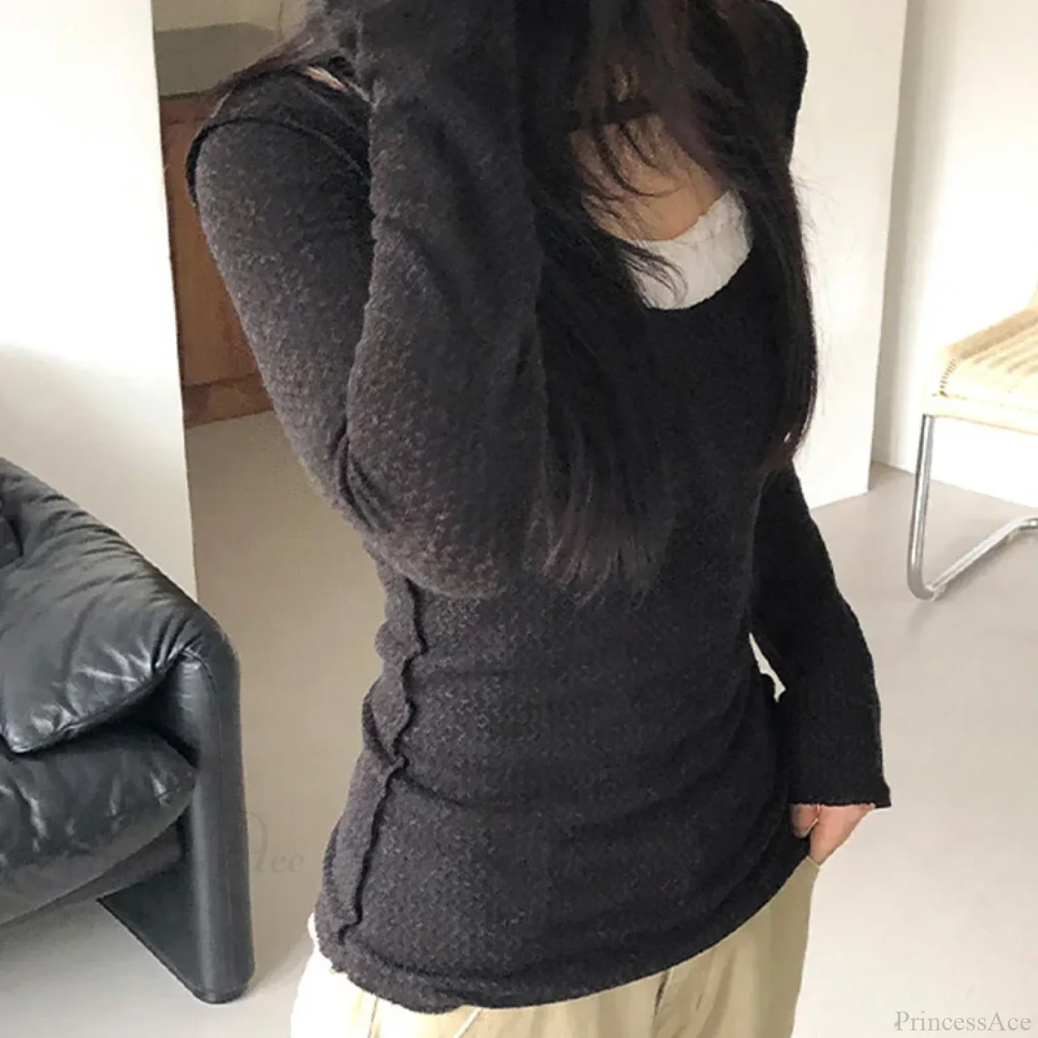 Furry Elastic Knit Top