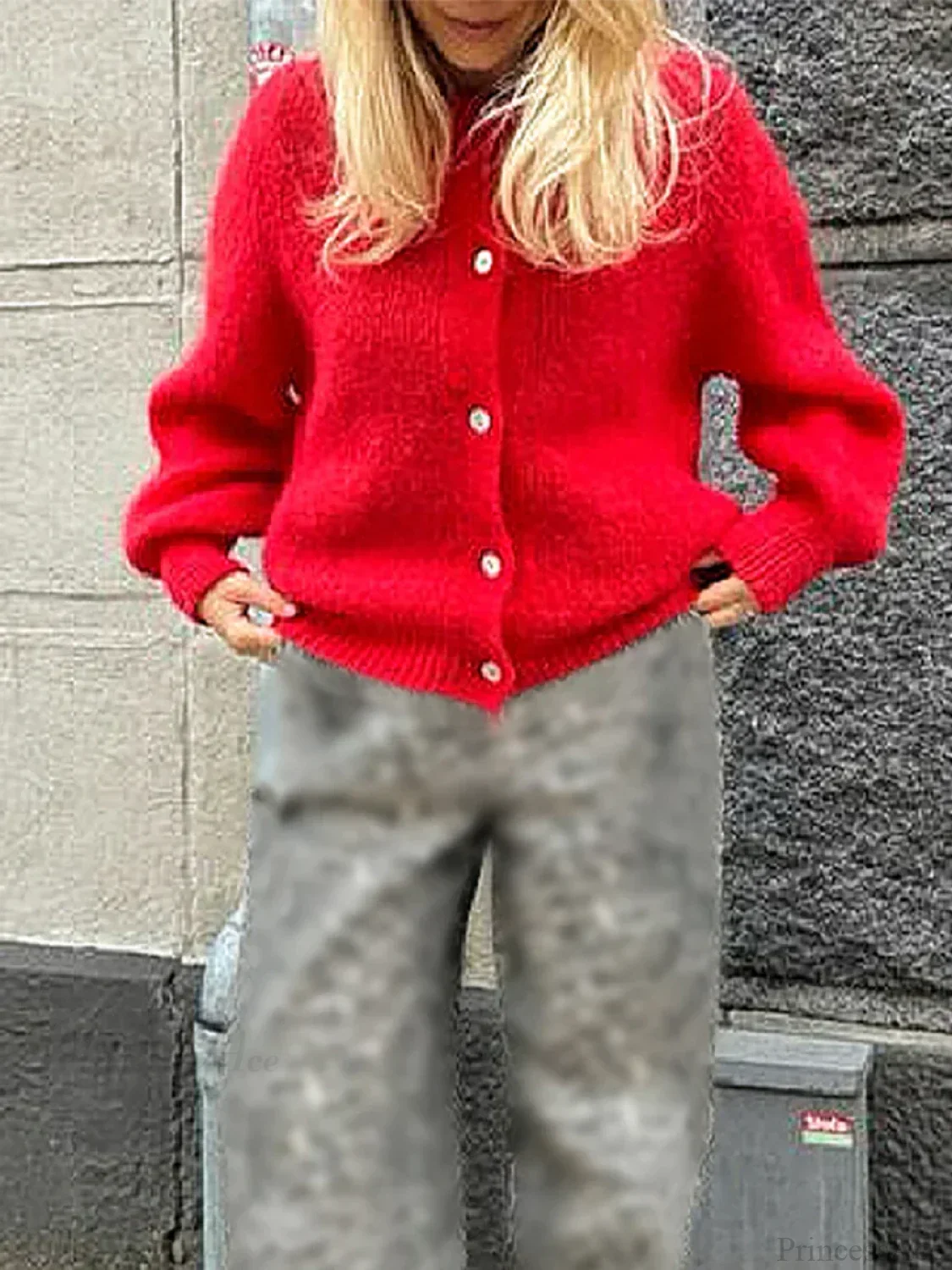 Fuzzy Button-Down Long Sleeve Knit Cardigan - Image 8