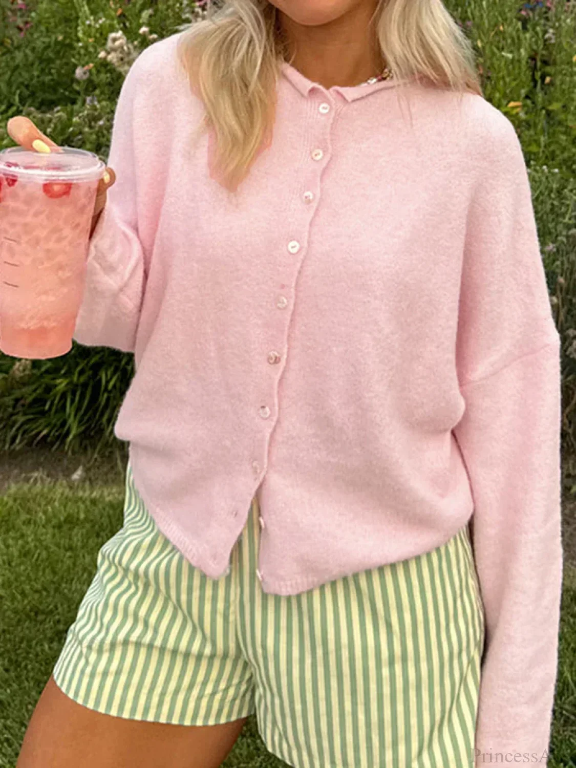 Fuzzy Button-Front Long Sleeve Knit Cardigan - Image 13