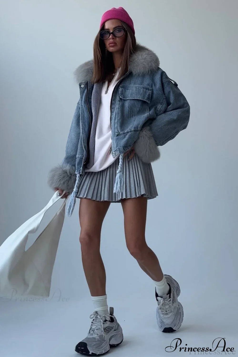 Fuzzy Trim Denim Retro Loose Versatile Coat - Image 3